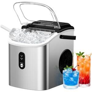 Countertop Ice Maker 26.5lb/Day, 9 Cubes in 6 Min, Self Cleaning